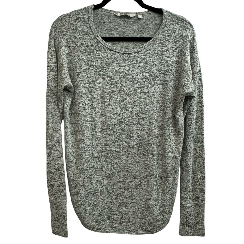 Athleta Lombard Long Sleeve Top Gray Women's Small Basics Thumbholes Layering